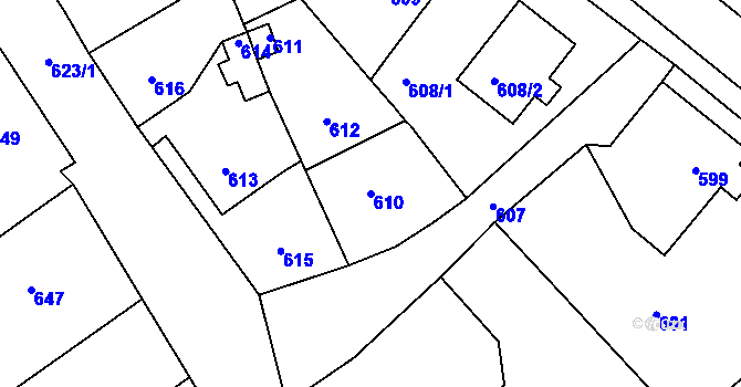 Parcela st. 610 v KÚ Velké Heraltice, Katastrální mapa