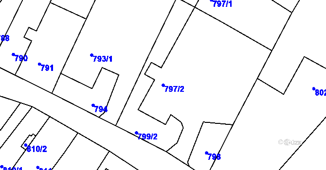 Parcela st. 797/2 v KÚ Velké Heraltice, Katastrální mapa