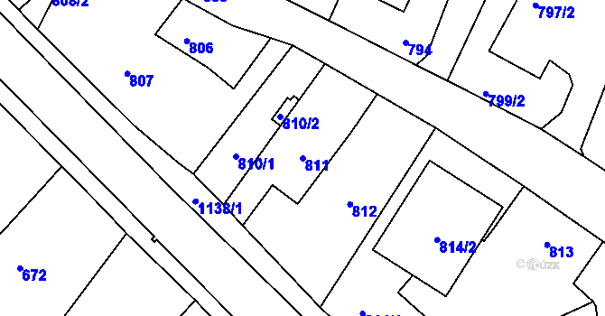 Parcela st. 811 v KÚ Velké Heraltice, Katastrální mapa