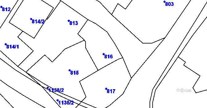 Parcela st. 816 v KÚ Velké Heraltice, Katastrální mapa