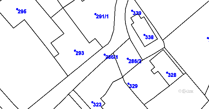 Parcela st. 286/1 v KÚ Velké Heraltice, Katastrální mapa
