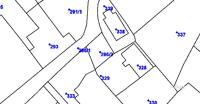 Parcela st. 286/2 v KÚ Velké Heraltice, Katastrální mapa