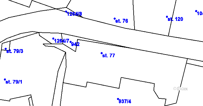 Parcela st. 77 v KÚ Velké Heřmanice, Katastrální mapa