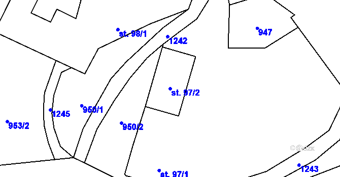 Parcela st. 97/2 v KÚ Velké Heřmanice, Katastrální mapa