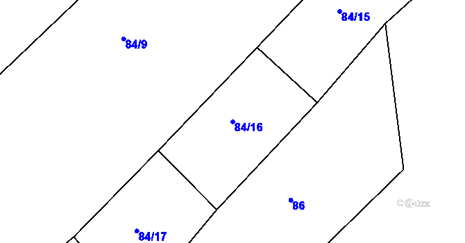 Parcela st. 84/16 v KÚ Velké Heřmanice, Katastrální mapa