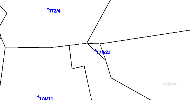 Parcela st. 174/23 v KÚ Velké Heřmanice, Katastrální mapa