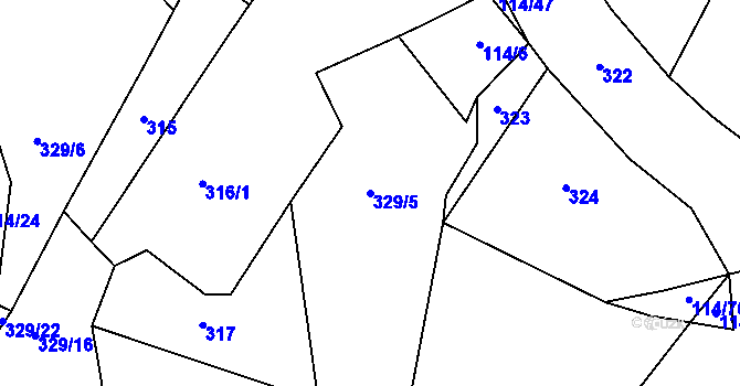 Parcela st. 329/5 v KÚ Velké Heřmanice, Katastrální mapa