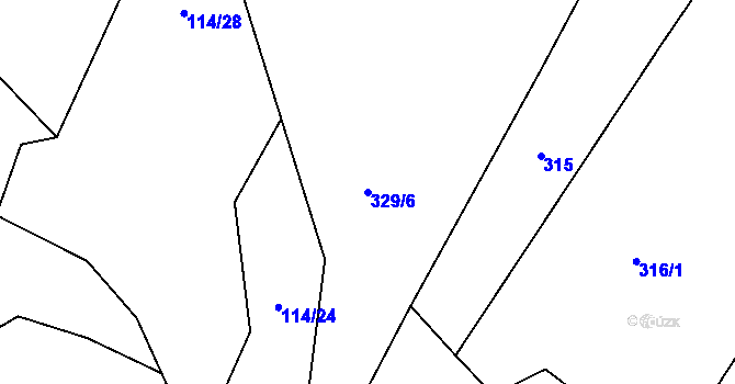 Parcela st. 329/6 v KÚ Velké Heřmanice, Katastrální mapa