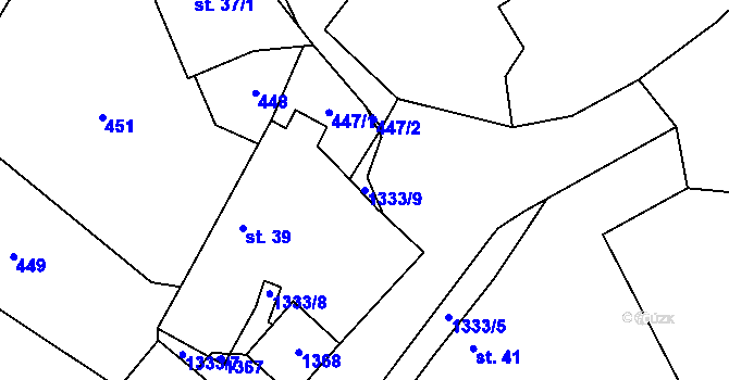 Parcela st. 1333/9 v KÚ Velké Heřmanice, Katastrální mapa