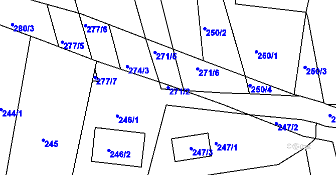 Parcela st. 271/2 v KÚ Velké Hostěrádky, Katastrální mapa