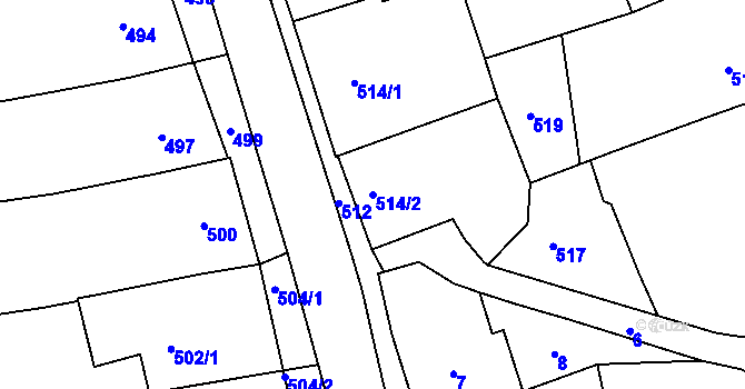 Parcela st. 514/2 v KÚ Velké Hostěrádky, Katastrální mapa