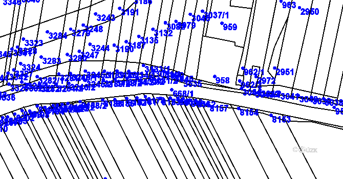 Parcela st. 668/1 v KÚ Velké Hostěrádky, Katastrální mapa