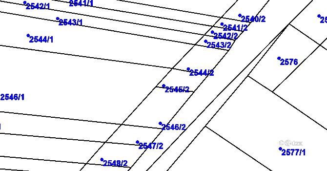 Parcela st. 2545/2 v KÚ Velké Hostěrádky, Katastrální mapa