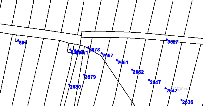 Parcela st. 2667 v KÚ Velké Hostěrádky, Katastrální mapa