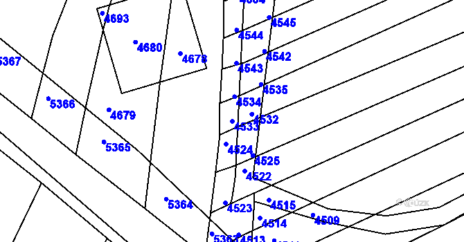 Parcela st. 4533 v KÚ Velké Hostěrádky, Katastrální mapa