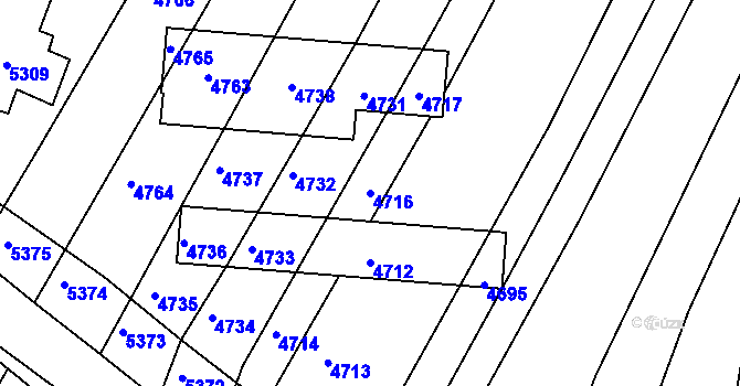 Parcela st. 4716 v KÚ Velké Hostěrádky, Katastrální mapa