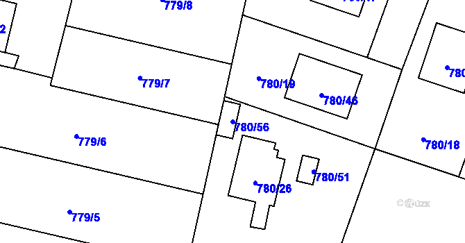 Parcela st. 780/56 v KÚ Velké Hoštice, Katastrální mapa