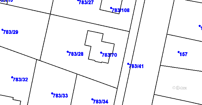 Parcela st. 783/70 v KÚ Velké Hoštice, Katastrální mapa
