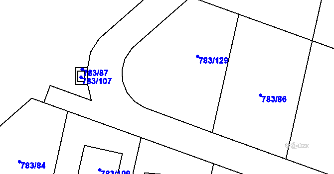 Parcela st. 783/85 v KÚ Velké Hoštice, Katastrální mapa