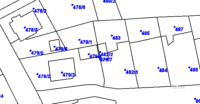 Parcela st. 482/2 v KÚ Velké Hoštice, Katastrální mapa