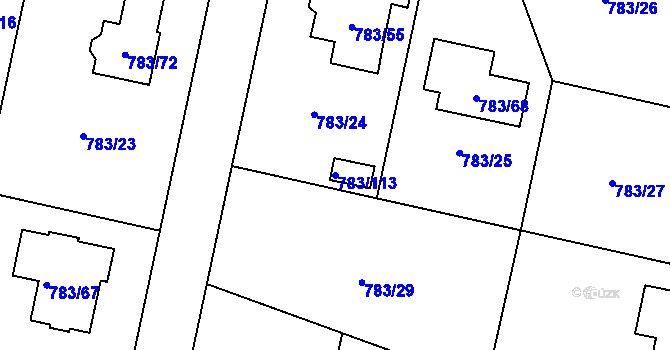 Parcela st. 783/113 v KÚ Velké Hoštice, Katastrální mapa