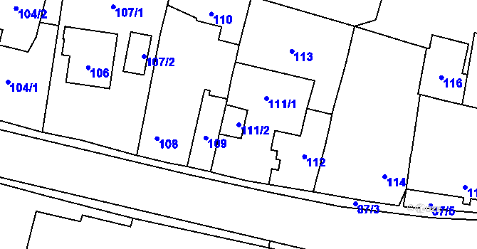 Parcela st. 111/2 v KÚ Velké Hoštice, Katastrální mapa