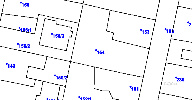 Parcela st. 154 v KÚ Velké Hoštice, Katastrální mapa