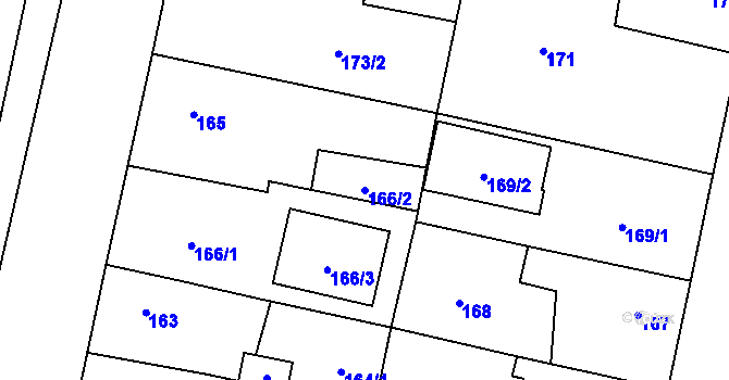 Parcela st. 166/2 v KÚ Velké Hoštice, Katastrální mapa