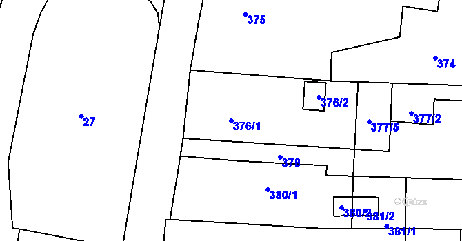 Parcela st. 376/1 v KÚ Velké Hoštice, Katastrální mapa