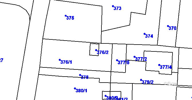 Parcela st. 376/2 v KÚ Velké Hoštice, Katastrální mapa