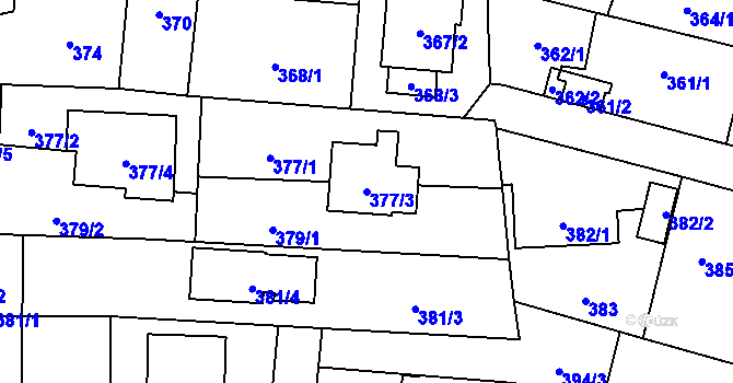 Parcela st. 377/3 v KÚ Velké Hoštice, Katastrální mapa