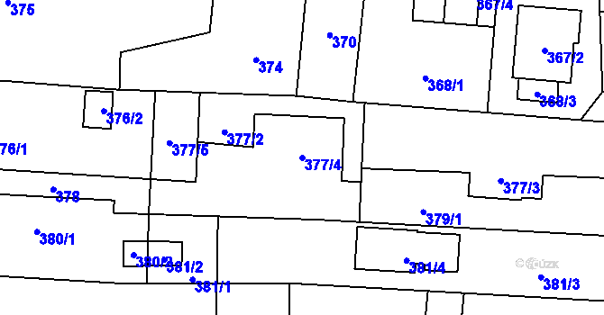Parcela st. 377/4 v KÚ Velké Hoštice, Katastrální mapa