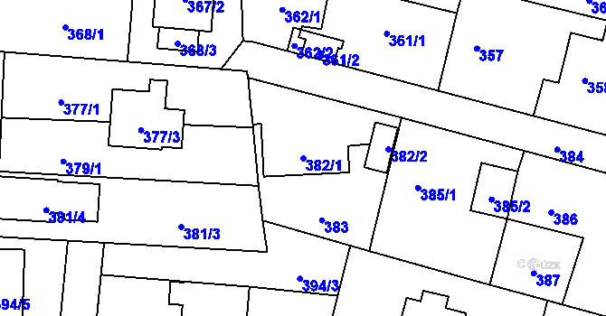 Parcela st. 382/1 v KÚ Velké Hoštice, Katastrální mapa