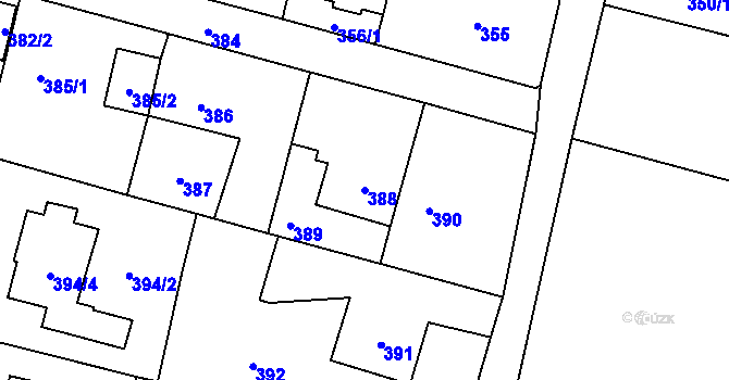 Parcela st. 388 v KÚ Velké Hoštice, Katastrální mapa
