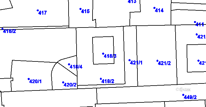 Parcela st. 418/3 v KÚ Velké Hoštice, Katastrální mapa