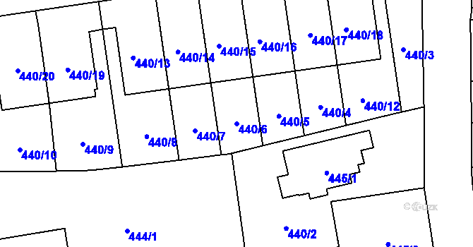 Parcela st. 440/6 v KÚ Velké Hoštice, Katastrální mapa