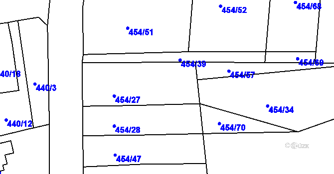 Parcela st. 454/42 v KÚ Velké Hoštice, Katastrální mapa