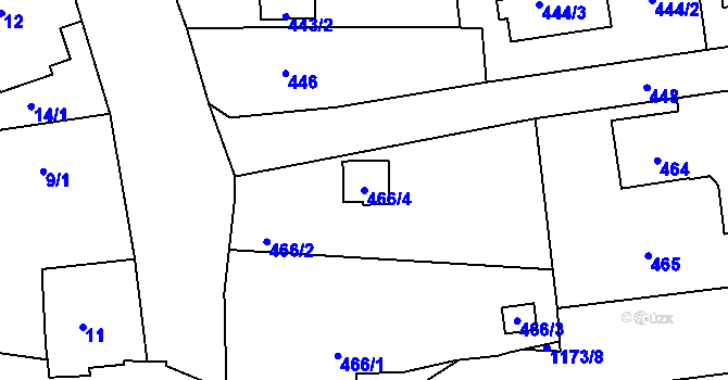 Parcela st. 466/4 v KÚ Velké Hoštice, Katastrální mapa