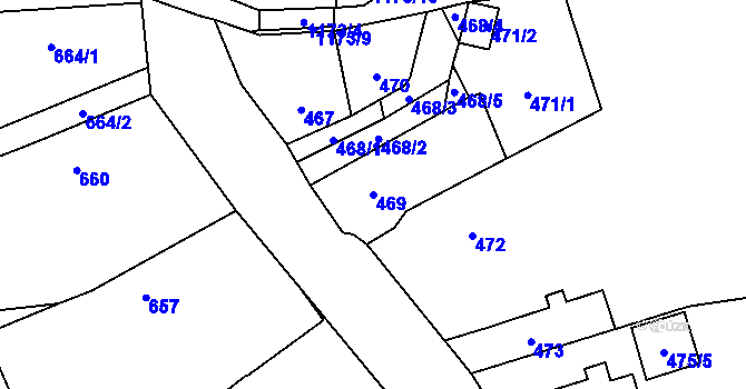Parcela st. 469 v KÚ Velké Hoštice, Katastrální mapa