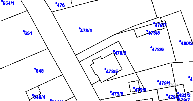 Parcela st. 478/4 v KÚ Velké Hoštice, Katastrální mapa