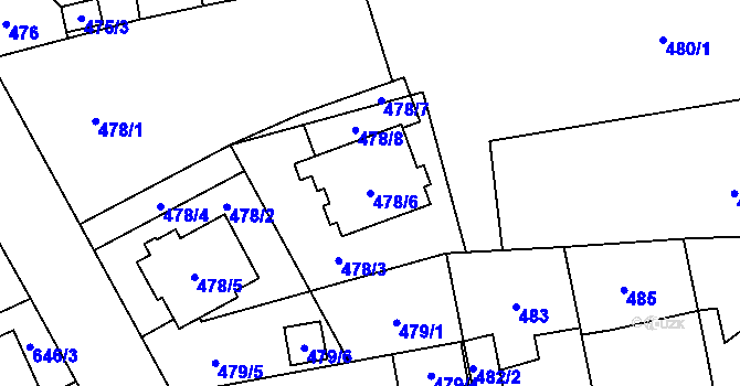 Parcela st. 478/6 v KÚ Velké Hoštice, Katastrální mapa