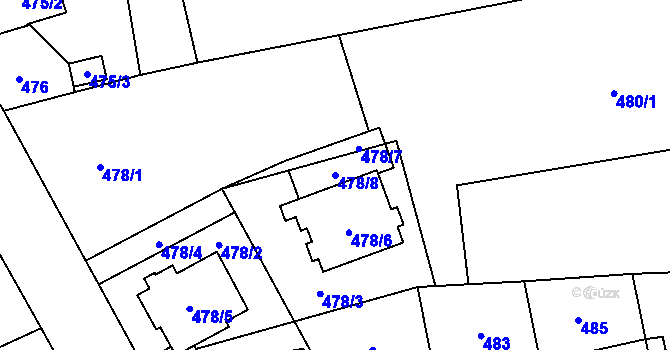 Parcela st. 478/8 v KÚ Velké Hoštice, Katastrální mapa