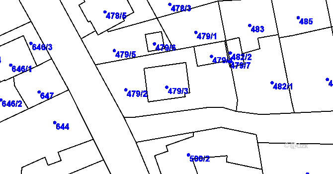 Parcela st. 479/3 v KÚ Velké Hoštice, Katastrální mapa
