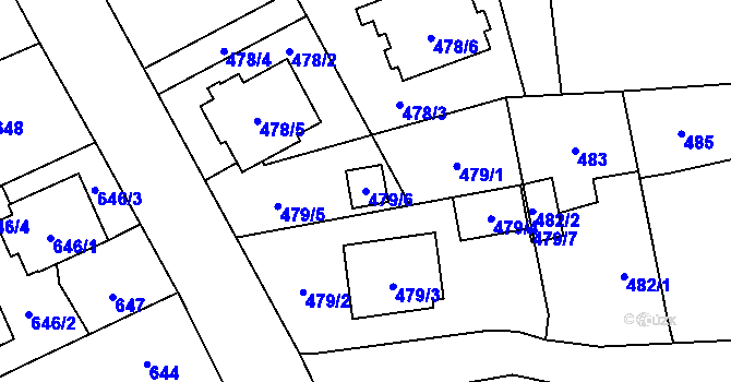 Parcela st. 479/6 v KÚ Velké Hoštice, Katastrální mapa