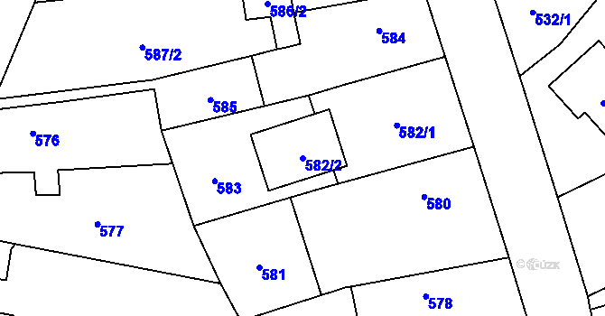 Parcela st. 582/2 v KÚ Velké Hoštice, Katastrální mapa