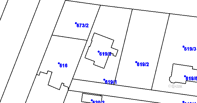 Parcela st. 619/5 v KÚ Velké Hoštice, Katastrální mapa