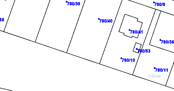 Parcela st. 780/9 v KÚ Velké Hoštice, Katastrální mapa