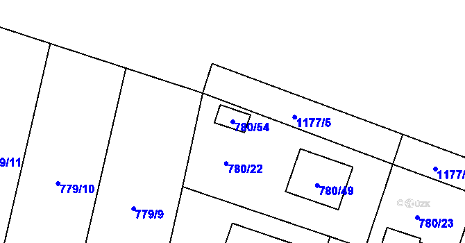 Parcela st. 780/54 v KÚ Velké Hoštice, Katastrální mapa