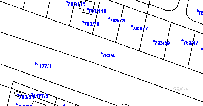 Parcela st. 783/4 v KÚ Velké Hoštice, Katastrální mapa
