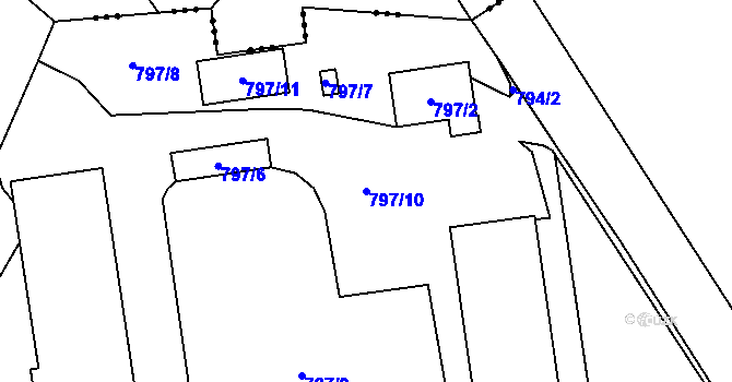 Parcela st. 797/10 v KÚ Velké Hoštice, Katastrální mapa
